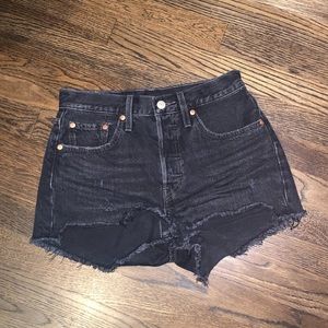 Levi’s 501 High Rise Black Denim Shorts